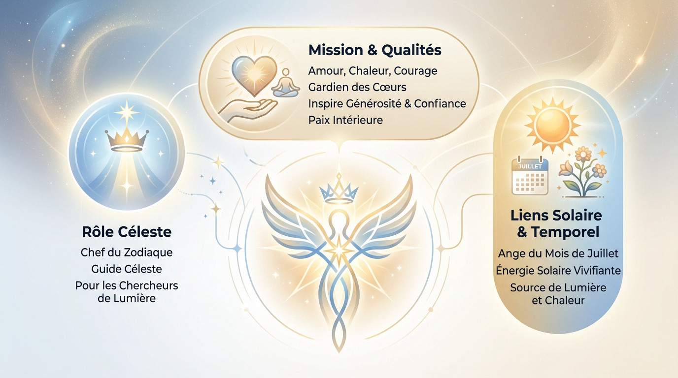 Infographie détaillant les rôles, les attributs et les symboles de l'archange Verchiel