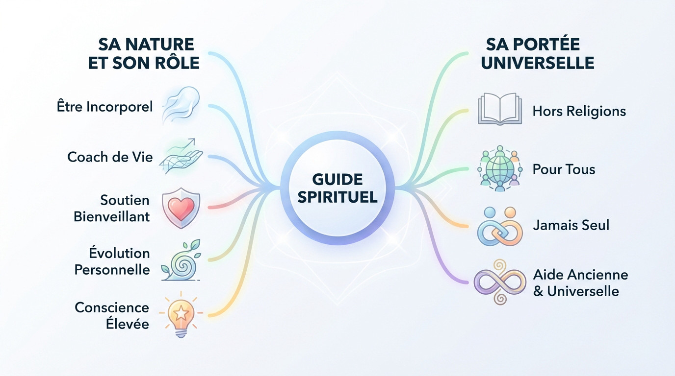 Infographie explicative sur la nature et le rôle d'un guide spirituel
