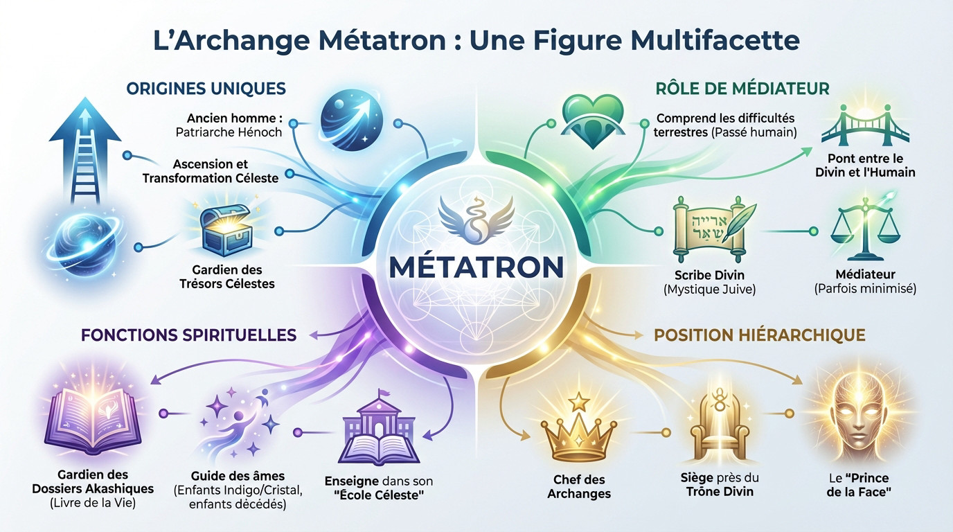 Illustration de l'archange Métatron, figure mystique et scribe divin