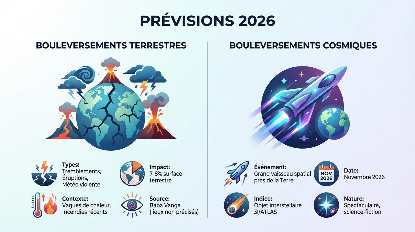 Illustration des bouleversements terrestres et cosmiques prédits par Baba Vanga pour 2026