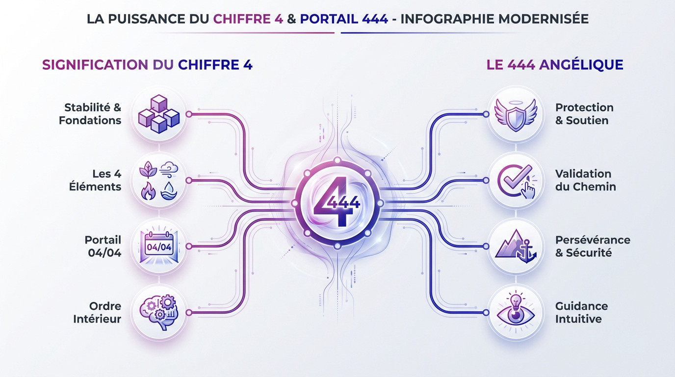 Illustration symbolique du portail énergétique 444 et de la protection angélique