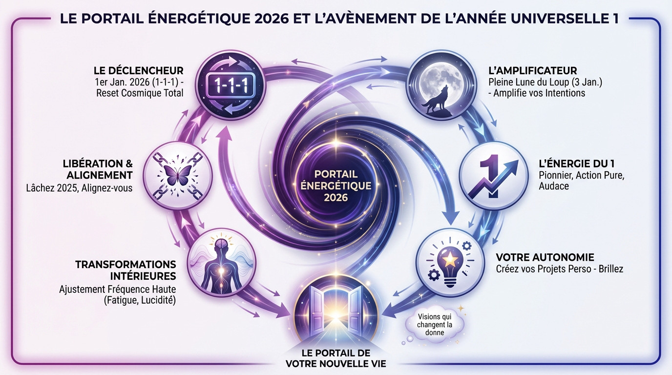 Illustration du portail énergétique 2026 et de l'année universelle 1