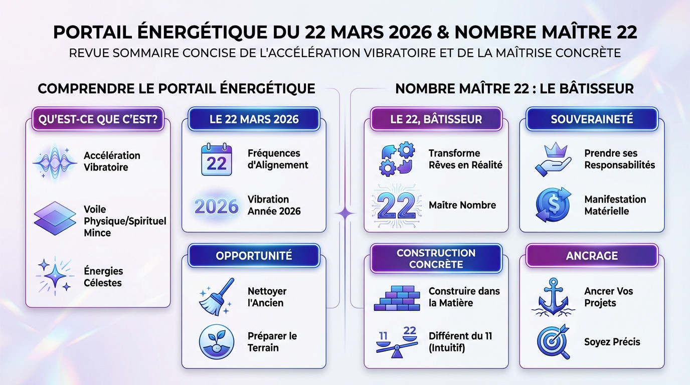 Illustration du portail énergétique du 22 mars 2026 et du maître nombre 22