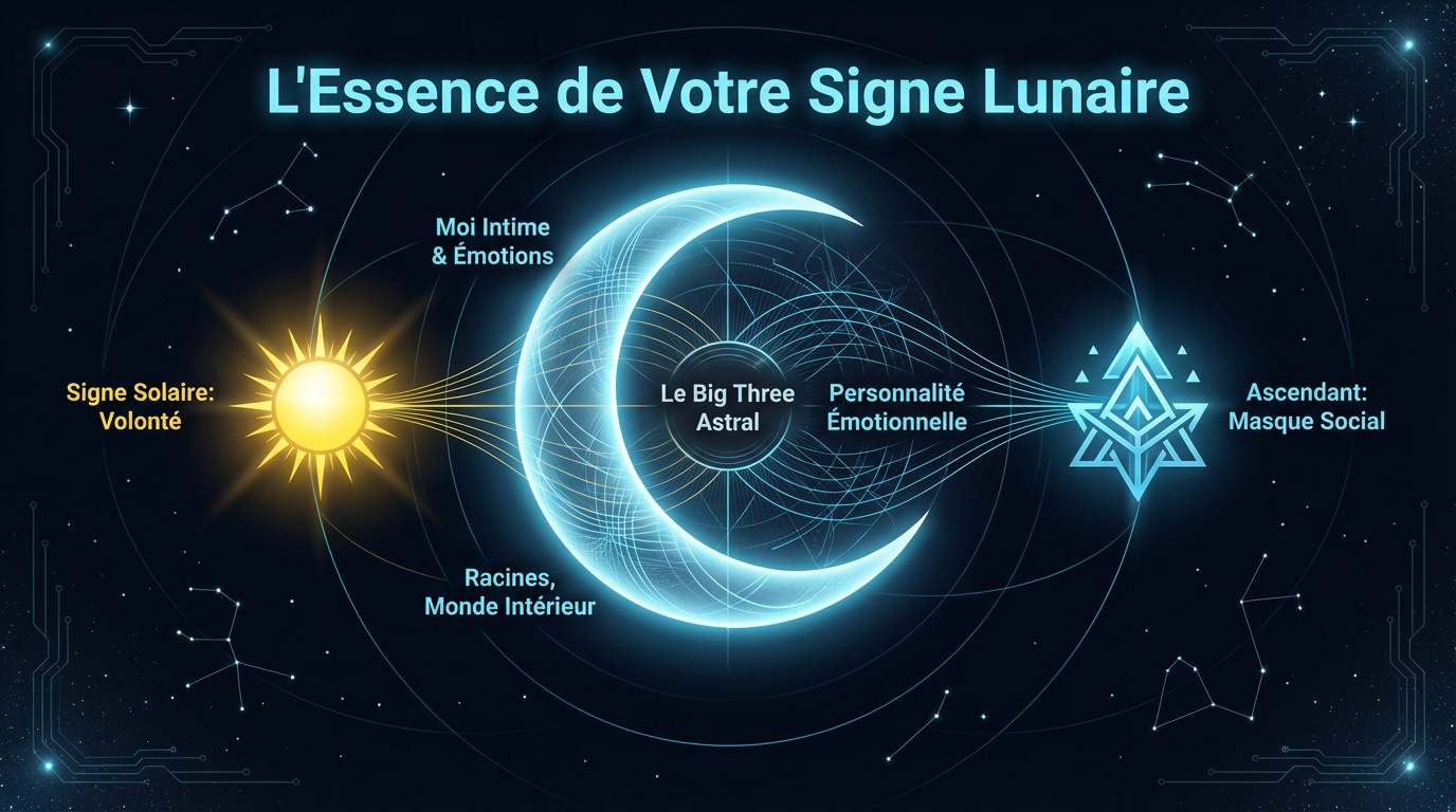 Représentation ésotérique du signe lunaire et des émotions